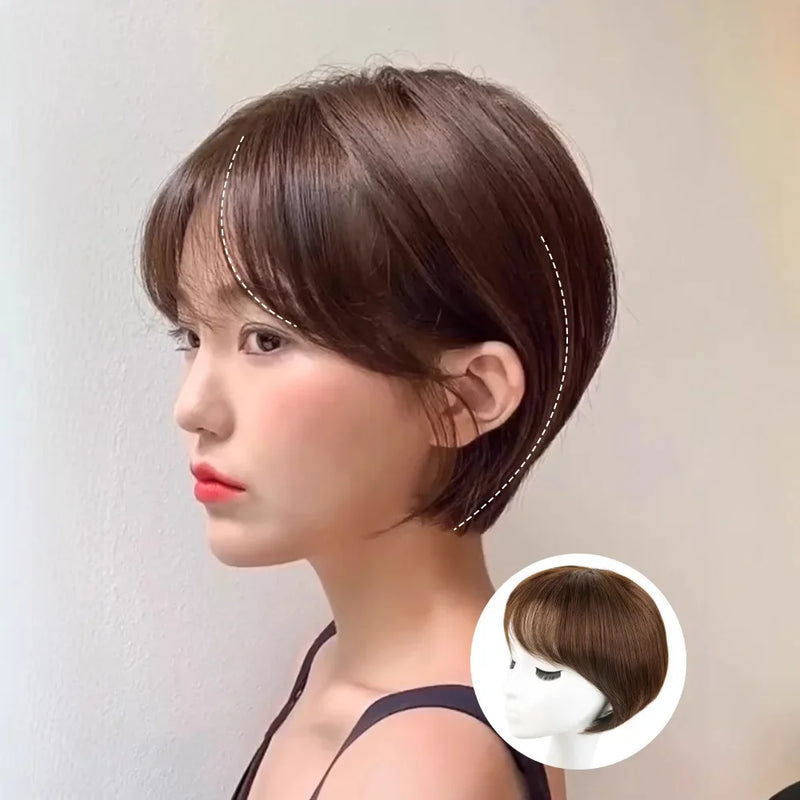 Short Hair Wig for Women Real Human Hair Ear Level Full Head Cover Style Bob Hair Extension Lace Frontal Hair Piece