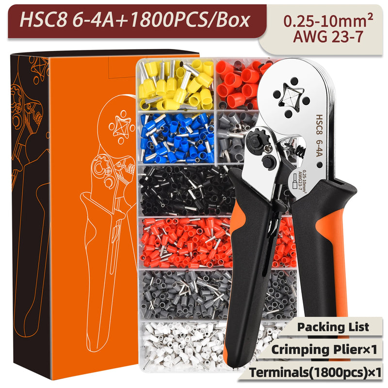 Alicate de friso terminal tubular hsc8 6-4a/16-6 (máx. 0.08-16mm2) fio crimper mini virola crimper ferramentas kit elétrico doméstico