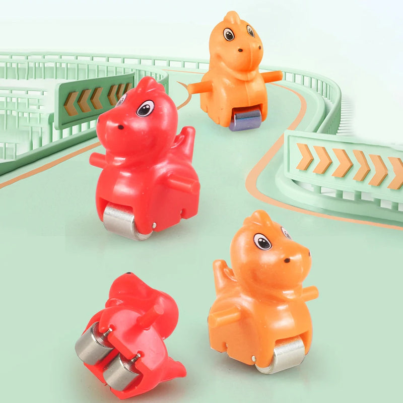 3PCS Racing Car Train Toy Duck/Pig/Dinosaur/Penguin Climb Stairs Toy Stair Climbing Toy for Slide Climbing Stairs