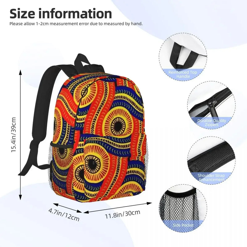 African Ankara Wax Print Backpack Student Boys Girls BookBag Children School Bag Computer Shoulder Bags for Men Women
