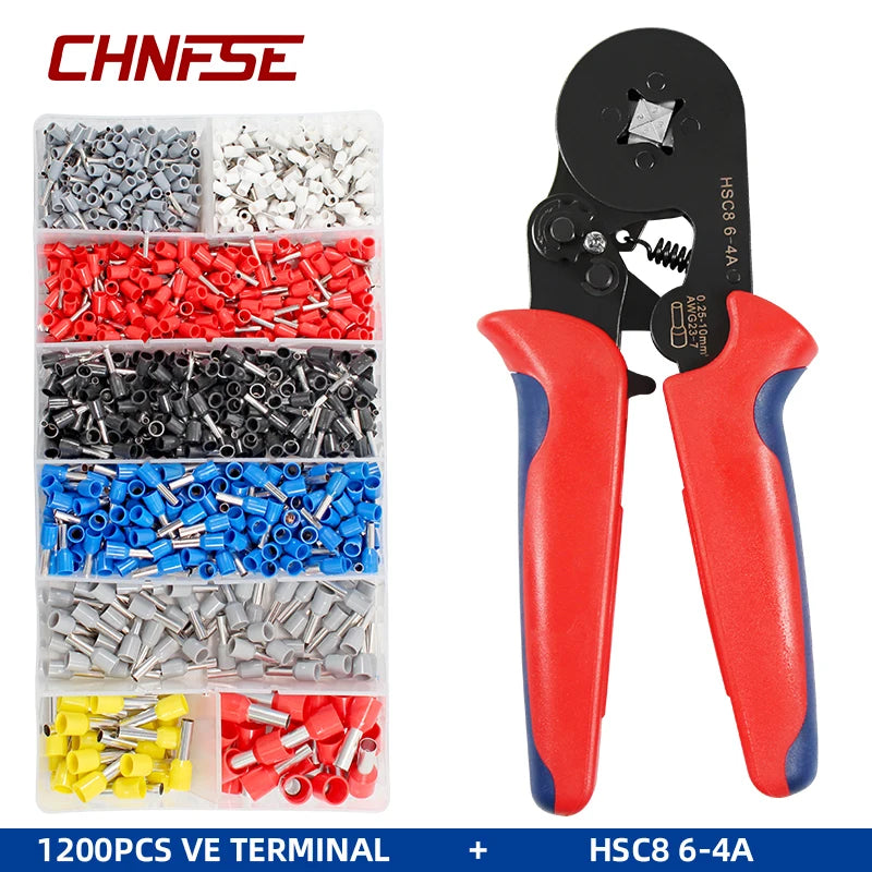 Ferramentas de crimpagem terminais tubulares, mini-Alicadores elétricos, conjuntos de braçadeiras, HSC8, 6-4, 6-6, 0,25-10 mm², 23-7AWG, 6-6, 0,25-6 mm²