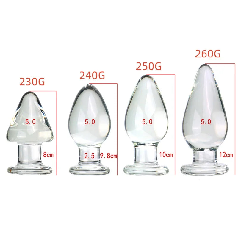 VaHppy Plugues anais de vidro com diâmetro de 5 cm, brinquedos sexuais para meninas, extensão de masturbação anal gay SM BDSM, brinquedos anais ovais e sedosos