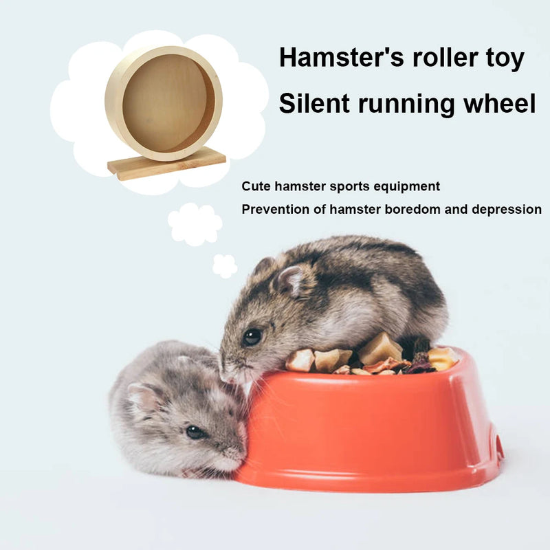 Wood Silent Running Toy Multipurpose Guinea Pig Rotatory Wheel Non-toxic Wooden Silent Spinner for Hamster Mice Guinea Pigs