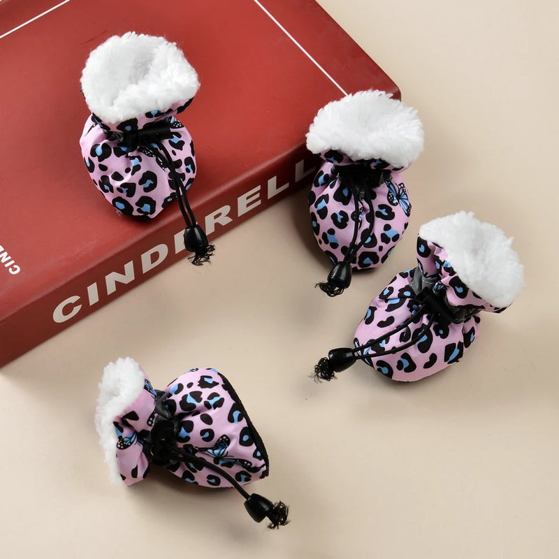 Winter Dog Shoes Small Medium Large Dogs Reflective Puppy Snow Boots Warm Soft Adjustable Pet Footwear Chihuahua Pug Supplies