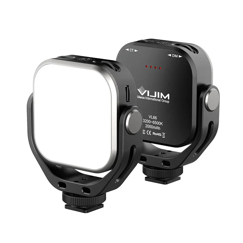 Ulanzi VL66 dimmable LED light with 360 ° rotating bracket, rechargeable, suitable for SLR/mobile phone