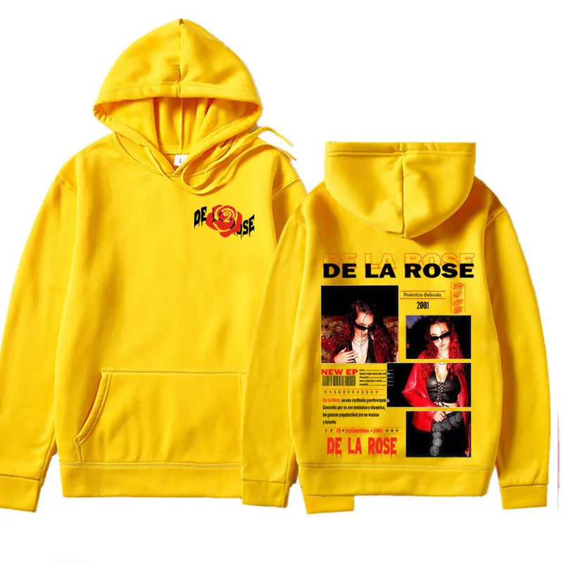 De La Rose Album Trendy Double Sided Print hoodies Mens High Quality trendy gothic Oversized popluar pullover Casual Sweatshirts