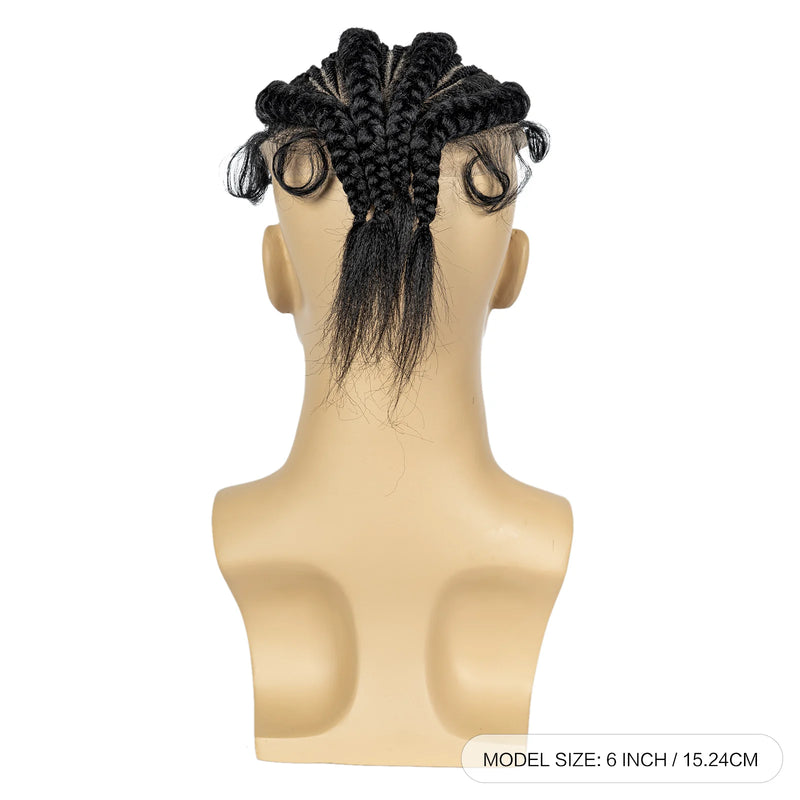 Men's Toupee Hair HD Full Lace Male Hairpieces with Cornrow Braids White Hair Reaplcement Synthetic Short Hair Topper for Men