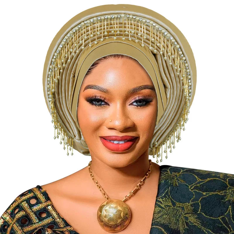Already Made African Headtie Women's Turban Cap Female Head Wraps Nigeria Wedding Auto Geles Party Headwear Hat African Headtie
