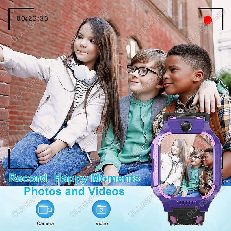 Novas crianças smartwatch gps localização rastreador sos 2g sim chamada criança relógio inteligente câmera ip67 à prova dip67 água presente para ios android novo