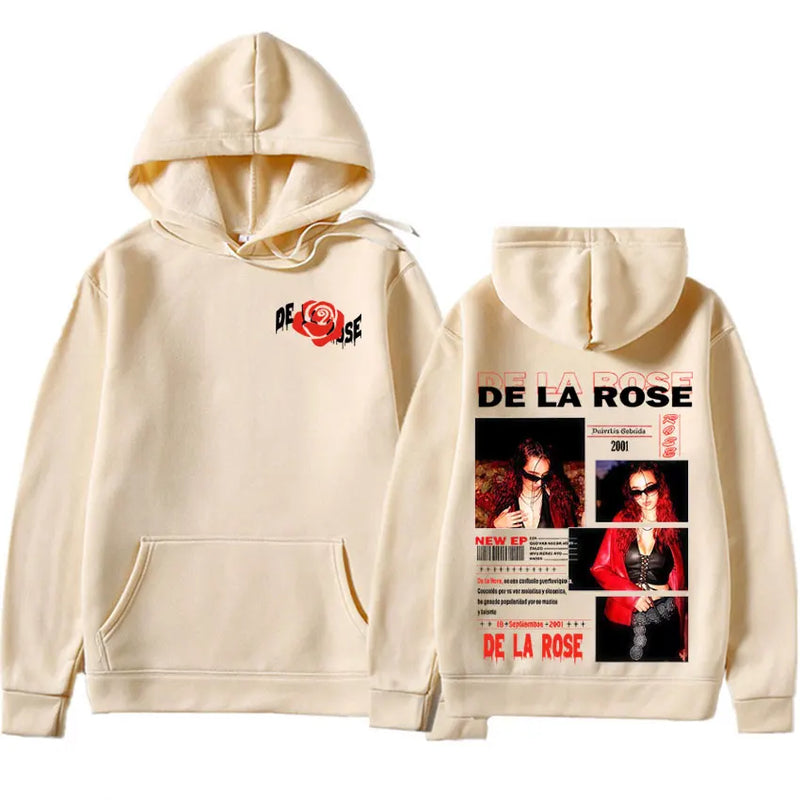 De La Rose Album Trendy Double Sided Print hoodies Mens High Quality trendy gothic Oversized popluar pullover Casual Sweatshirts