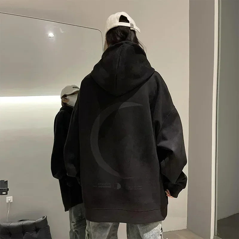 Spring Moon Graphic Y2K Hoodie Men's Harajuku Fashion Streetwear Pullover Hoodies Unisex Hip Hop Oversize Hooded Sweatshirts