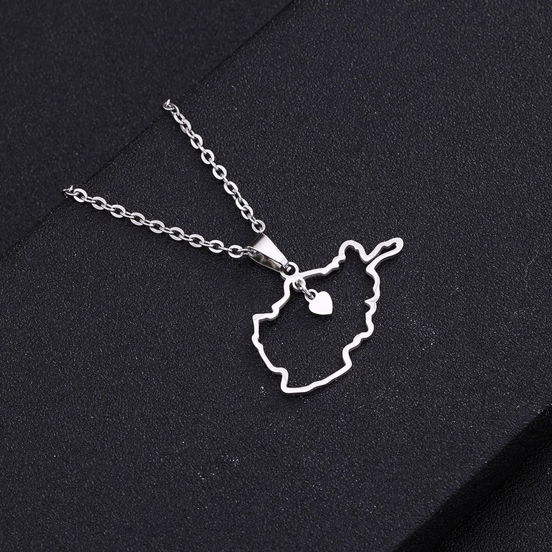 stainless steel Afghanistan map necklace couple style ethnic style popular personality dripping titanium steel