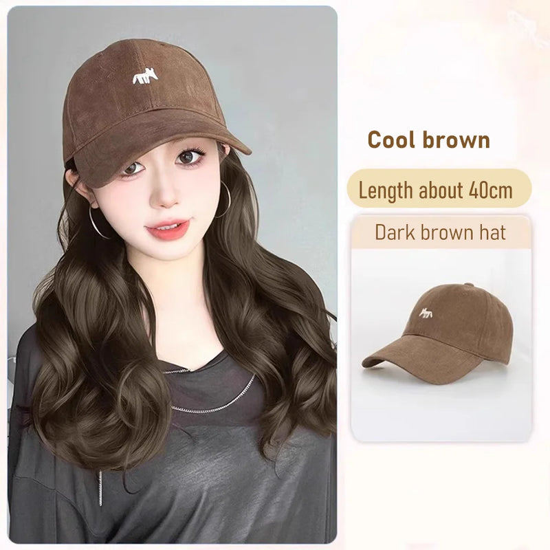 synthetic 30/40cm45cm wig baseball cap long straight hair wig duck tongue cap bobble head curly hair ponytail bob Christmas gift