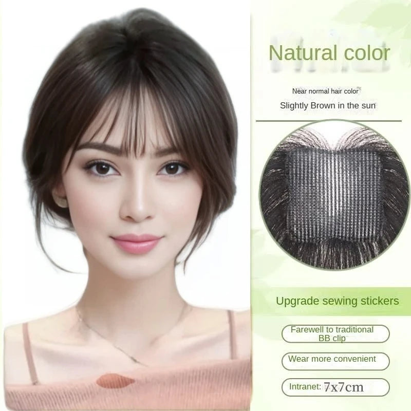 Nenhum clipes de cabelo humano franja francesa gancho e laço pasta mágica toppers para mulheres fácil de usar adesivos de costura remendos de cabelo extensão