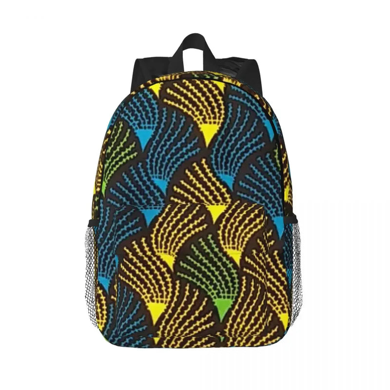 African Ankara Wax Print Backpack Student Boys Girls BookBag Kids School Bag Laptop Shoulder Bags for Men Women