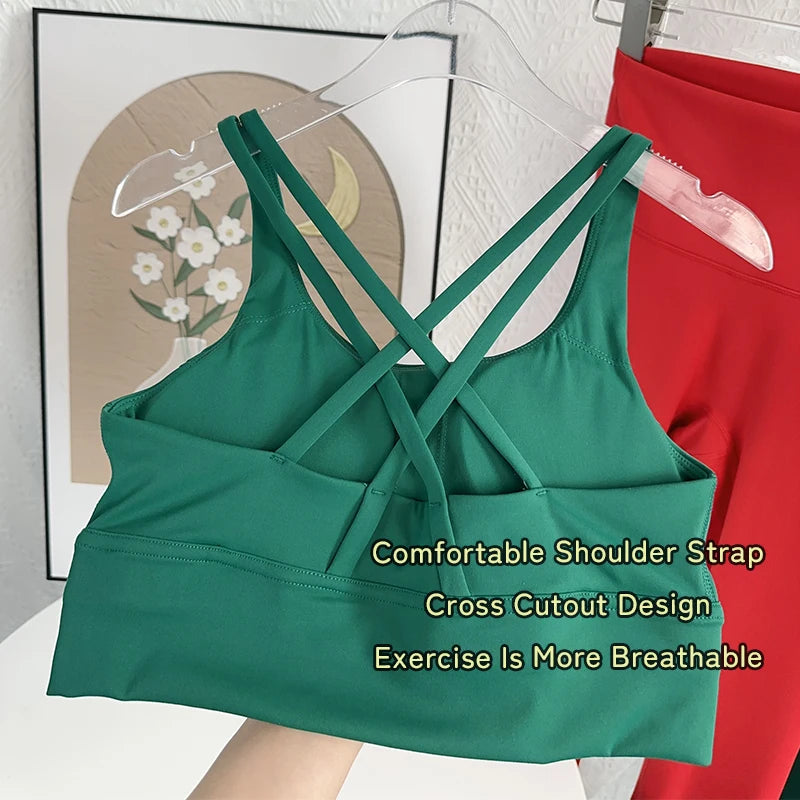 Estilo de natal 2 peças terno de yoga cor sólida ginásio conjunto de fitness cruz volta yoga topo pêssego bunda calças yoga pilates correndo terno