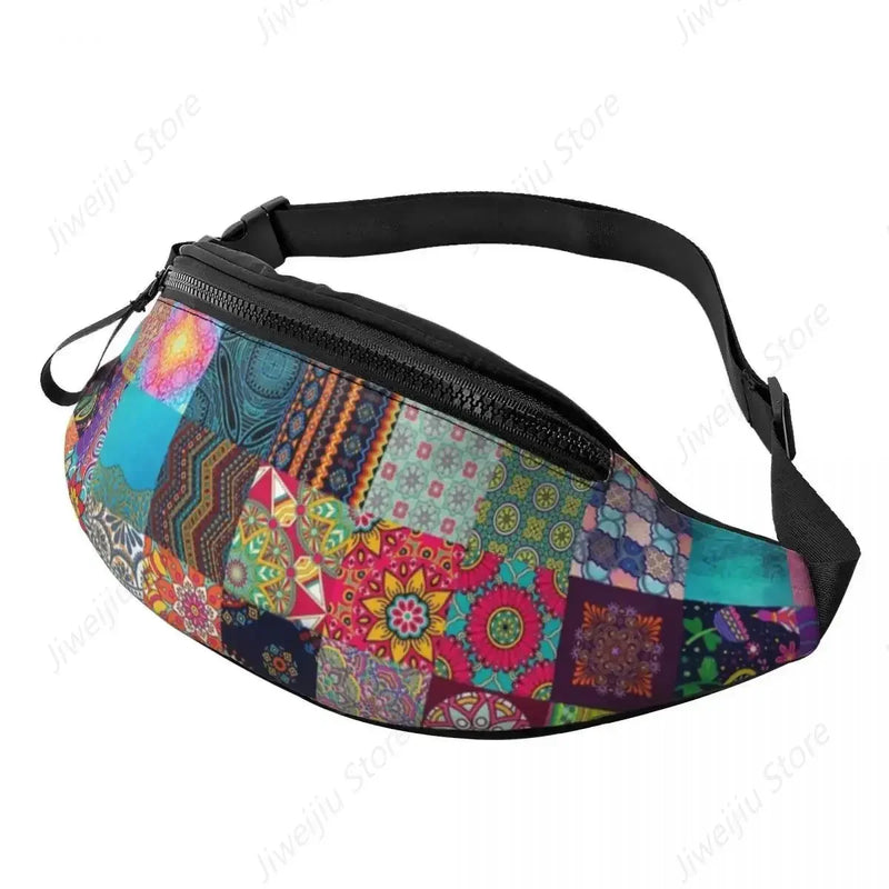African Kente Cloth Design Fanny Pack for Men Women Africa Ethnic Pattern Crossbody Waist Bag Cycling Camping Phone Money Pouch