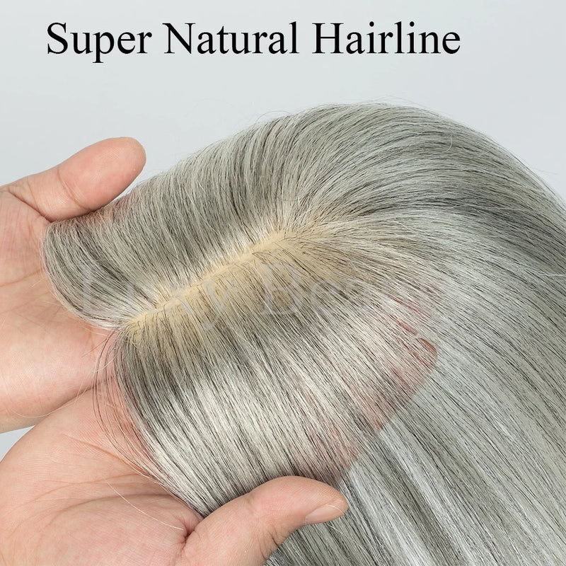 Topper de cabelo humano cinza para mulheres 100% grampo de cabelo humano em postiços natural preto loiro marrom grampo de cabelo em topper cabelo