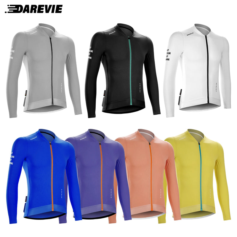 DAREVIE Ciclismo Jersey Manga Longa Homens Mulheres Cool Tecnologia Homem Ciclismo Maillot Soft Respirável Quick Dry SPF 50 Tamanho Pequeno