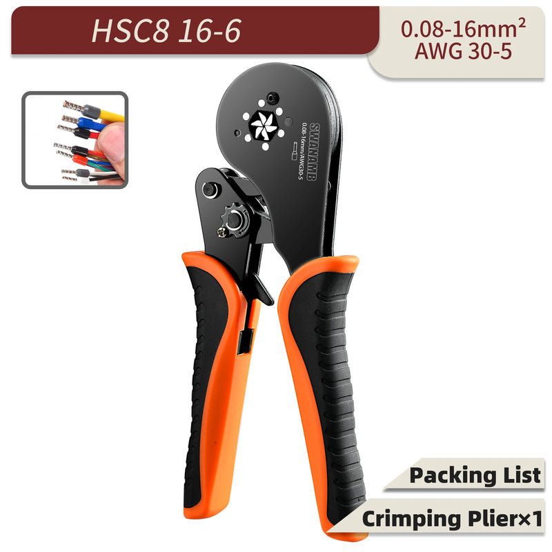 Alicate de friso terminal tubular hsc8 6-4a/16-6 (máx. 0.08-16mm2) fio crimper mini virola crimper ferramentas kit elétrico doméstico