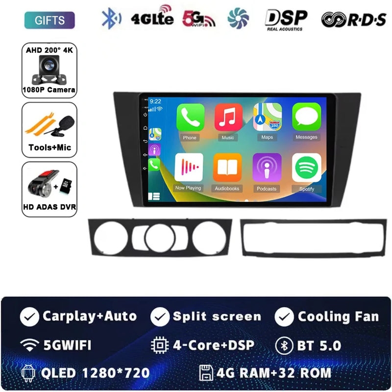 9" Car Radio Wireless CarPlay Android 15 For BMW 3-Series E90 E91 E92 E93 2005 - 2013 Auto Car Intelligent Systems AutoRadio