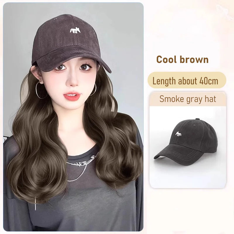 synthetic 30/40cm45cm wig baseball cap long straight hair wig duck tongue cap bobble head curly hair ponytail bob Christmas gift