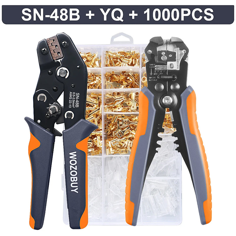 WOZOBUY-Ferramentas de crimpagem para conjuntos de terminais de carro, ferramentas manuais elétricas, SN-48B, 2.8mm, 4.8mm, 6.3mm, 22-13AWG, 0.5-2.5 mm²