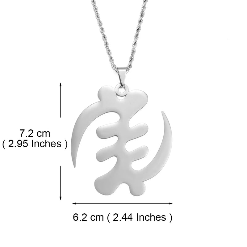 Anniyo 7.2cm Africa Symbol Pendant Necklaces Women Men Stainless Steel Adinkra Gye Nyame Ancient Egypt Jewelry Ghanaian @362921