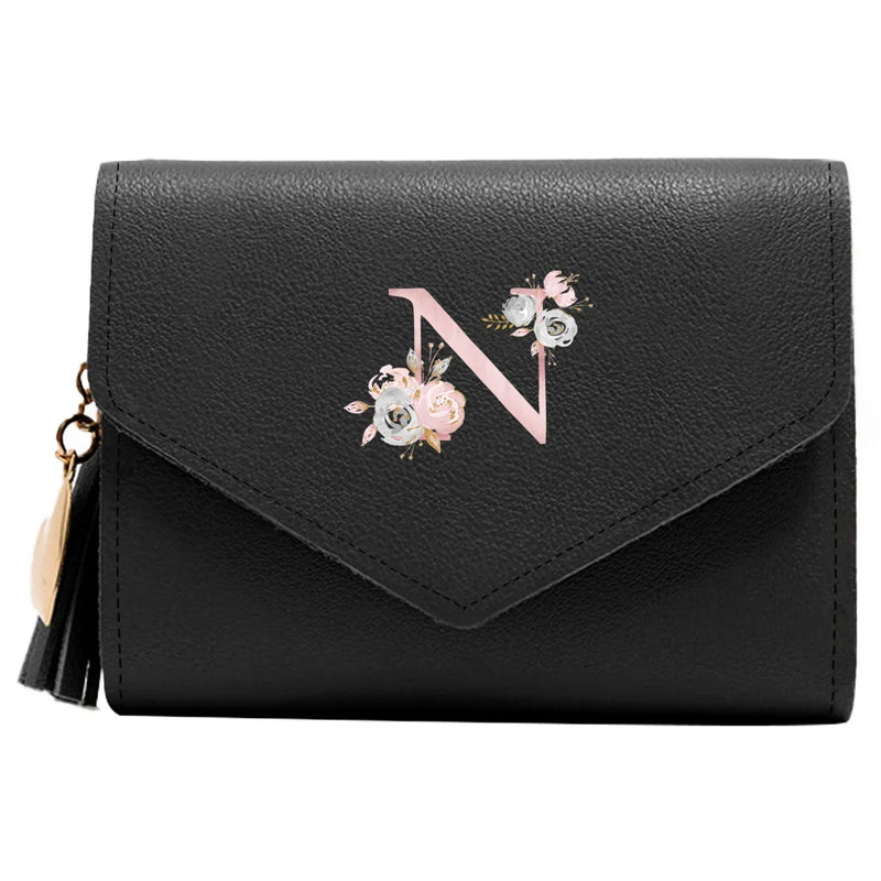 Purse Female Mini Wallet Cute Purse Pink Flower Pattern Slim Wallet RFID Blocking Credit Card Holder Coin Pocket ID Window