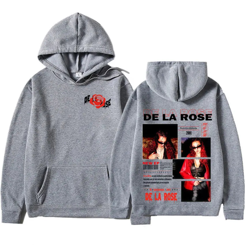 De La Rose Album Trendy Double Sided Print hoodies Mens High Quality trendy gothic Oversized popluar pullover Casual Sweatshirts
