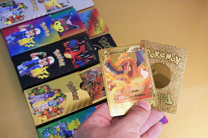 55PCS Pokemon Gold Foil Colorful Card Charizard Pikachu Arceus Silver Rainbow English VSTAR VMAX Card Gift
