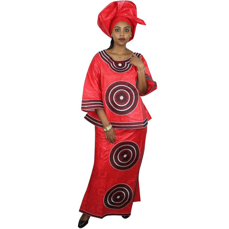Vestidos africanos para mulheres, top de manga 3/4 com envoltório e cachecol, 3 peças, um conjunto de 2 tamanhos menor do que nos tamanhos