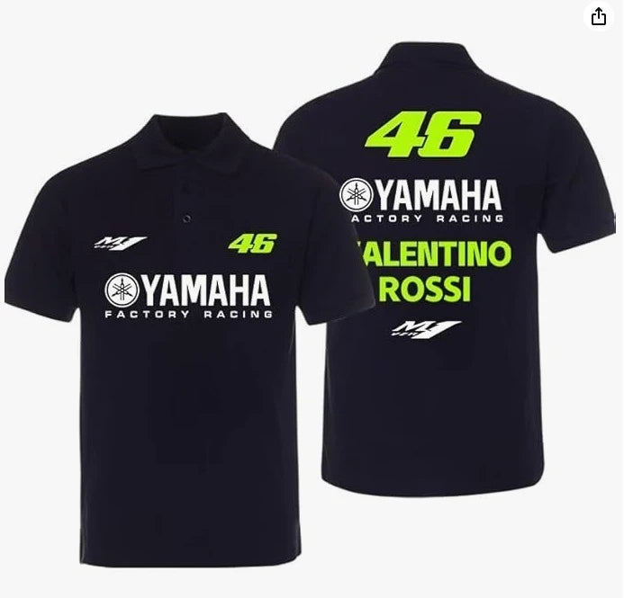 Petronas Yamaha Factory Racing Men's Black Cotton Polo Shirt Sepang Racing Team Summer Sponsor Style
