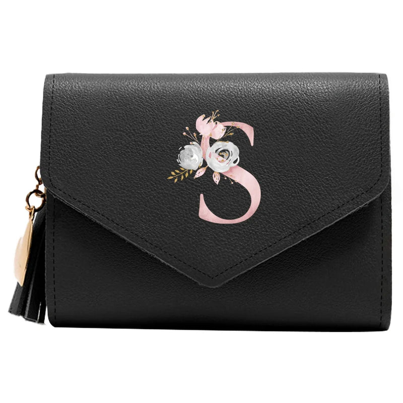 Purse Female Mini Wallet Cute Purse Pink Flower Pattern Slim Wallet RFID Blocking Credit Card Holder Coin Pocket ID Window