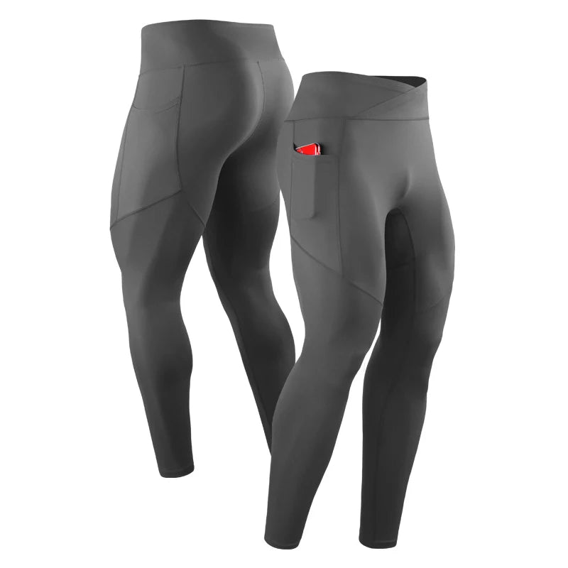 Summer Spring Autumn Men Running Tights GYM Pocket Pants Male Basketball Football Soccer Fitness Exercise Sport Long Leggings 24