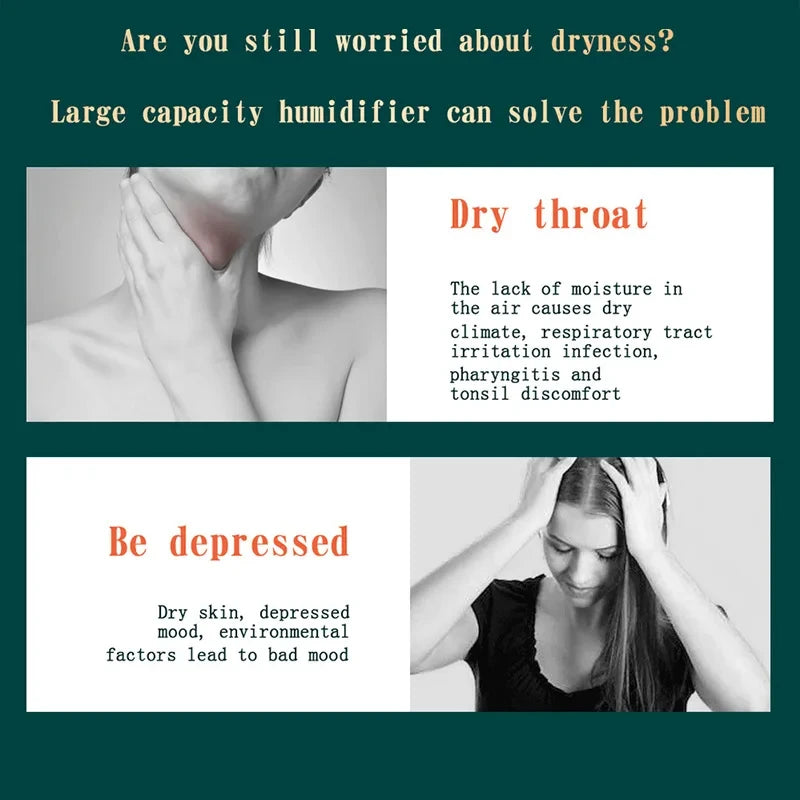 Umidificador de spray duplo de grande capacidade, usb, casa, quarto, 2l, silencioso, reabastecedor de água, purificador de ar, sem fio, difusor de água, escritório