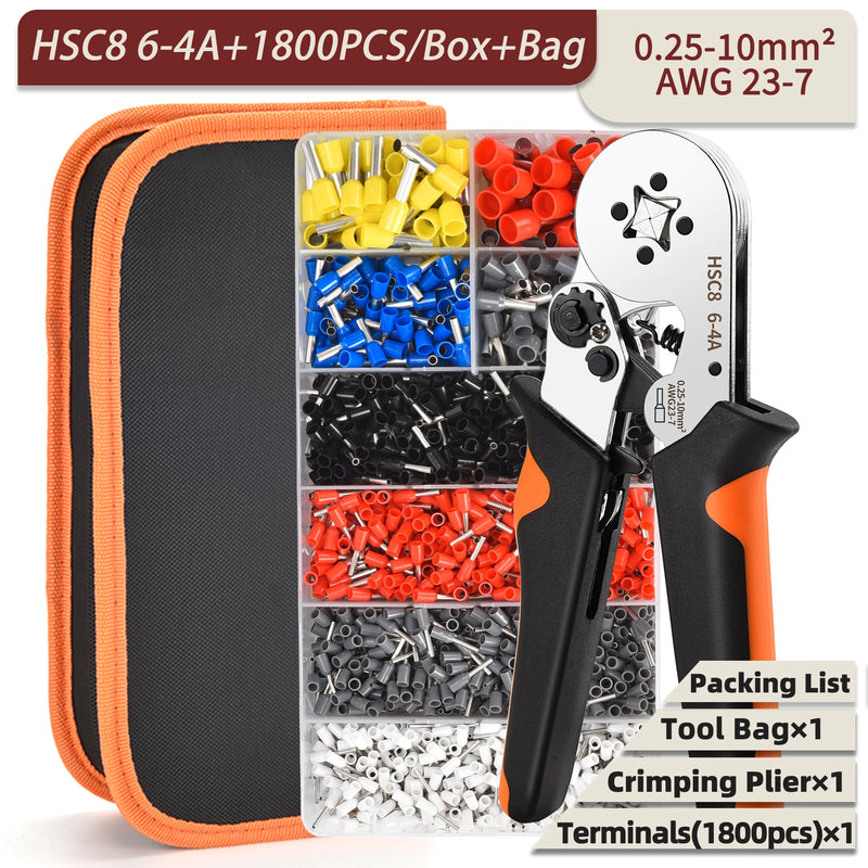Alicate de friso terminal tubular hsc8 6-4a/16-6 (máx. 0.08-16mm2) fio crimper mini virola crimper ferramentas kit elétrico doméstico