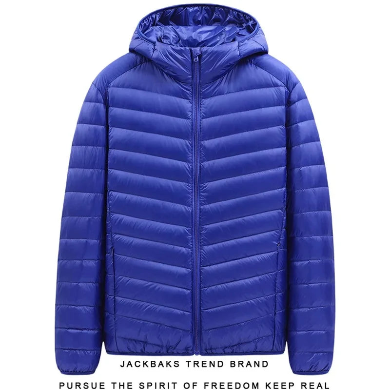 Hooded Cotton-Padded Men's Coat For Autumn Winter Plus Size Loose-Fit Cropped Stand Collar Lightweight Casual Warm Feather Jacke