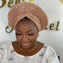 Lantejoulas Autogele Headtie para Mulher, Boné Turbante Nigéria, Envoltórios Africanos Cabeça, Bonés Já Feitos, Capacete, Festa de Casamento