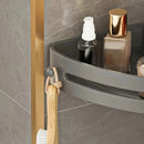 Suporte de chuveiro de canto do banheiro sem broca adesivo fixado na parede shampoo titular para banheiros garrafas de rack de armazenamento de condicionador