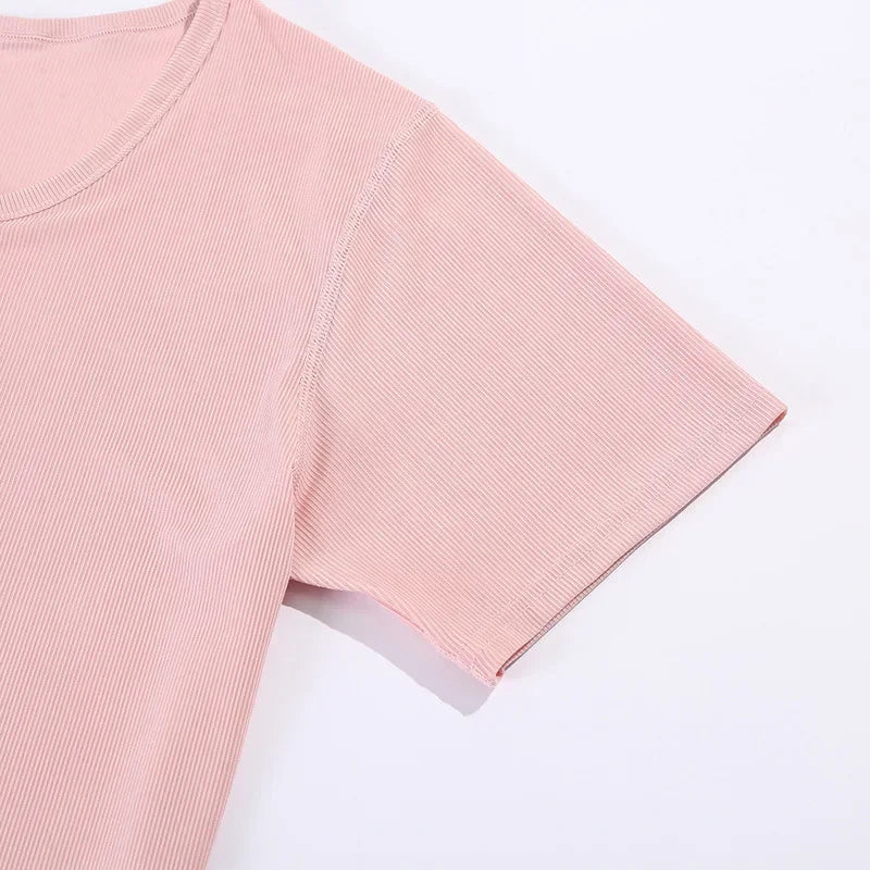 Summer Lightweight Loose Casual Short Sleeve T-Shirt Five-Point Pants Sleepwear Set for Men And Women Home Comfortable Pyjamas