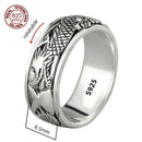 Preço de fábrica s925 prata esterlina grande parede padrão girador anel masculino feminino prata real dupla camada rotativa anéis jóias