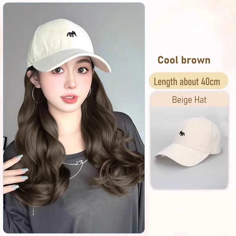 synthetic 30/40cm45cm wig baseball cap long straight hair wig duck tongue cap bobble head curly hair ponytail bob Christmas gift