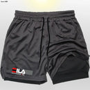 Shorts corrida secagem rápida para homens, esportes de ginástica, ao ar livre, treino, fitness, jogging, calças curtas, 2 em 1, verão