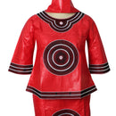 Vestidos africanos para mulheres, top de manga 3/4 com envoltório e cachecol, 3 peças, um conjunto de 2 tamanhos menor do que nos tamanhos