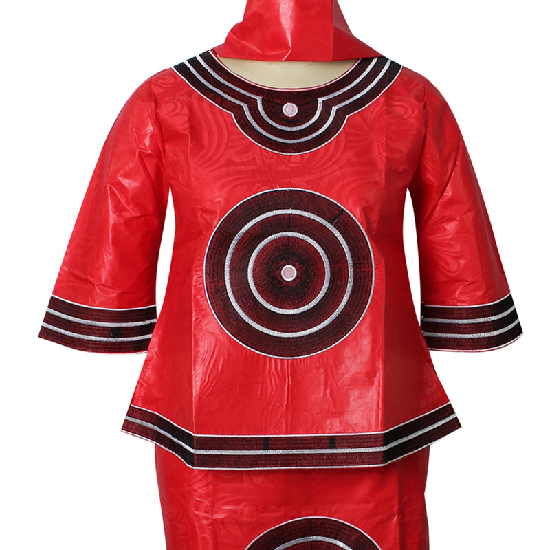 Vestidos africanos para mulheres, top de manga 3/4 com envoltório e cachecol, 3 peças, um conjunto de 2 tamanhos menor do que nos tamanhos