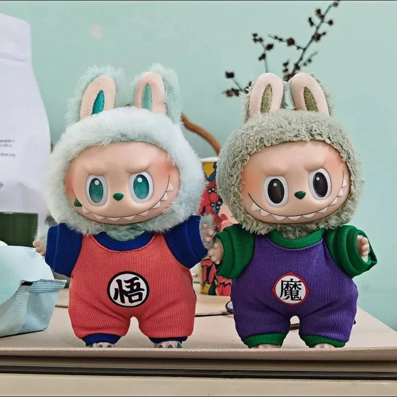 New Only Clothes for 17cm Labubu cloths Jumpsuits Anime V1V2 Vinyl Pendant Doll  Cute Sitting Idol Clothing Diy Boy Gift Toy