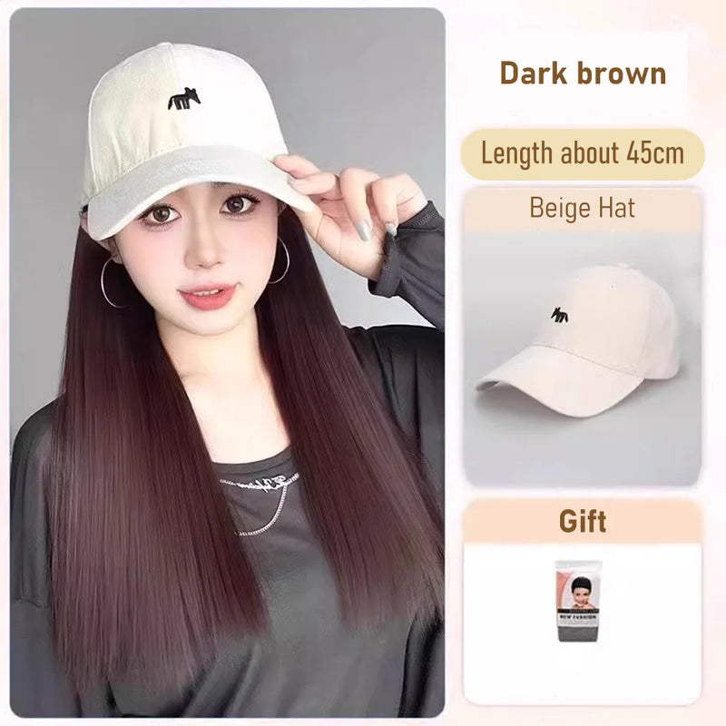 synthetic 30/40cm45cm wig baseball cap long straight hair wig duck tongue cap bobble head curly hair ponytail bob Christmas gift