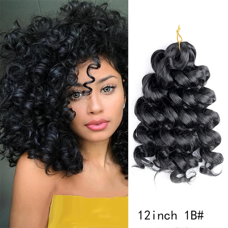 12Inch Water Wavy Synthetic Crochet Hair Ombre Hawaii Afro Curls Braiding Hair Extensions For Women Ocean Wave Hair