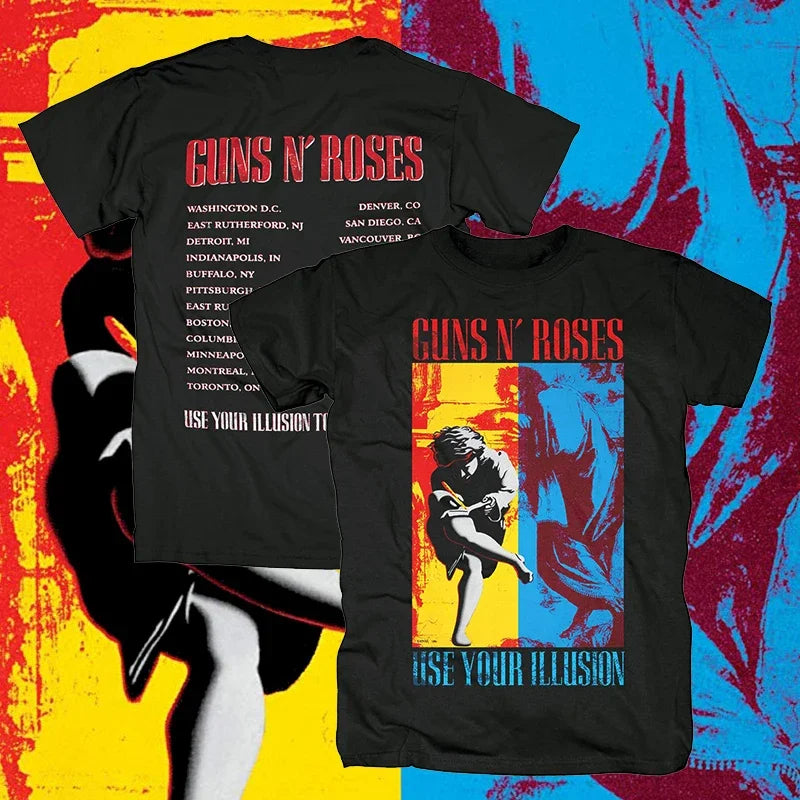 Rock and Roll Fashion singer band Hard Print Short Sleeve Men's Cotton Plus Size T-shirt Oversize Tees